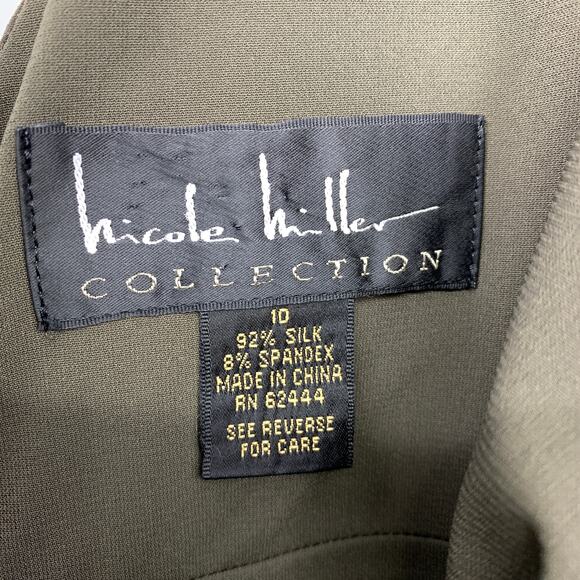 Nicole Miller Dress Women's Sz 10 Silk Fit and Flare Sleeveless Greige Orange - Picture 6 of 6